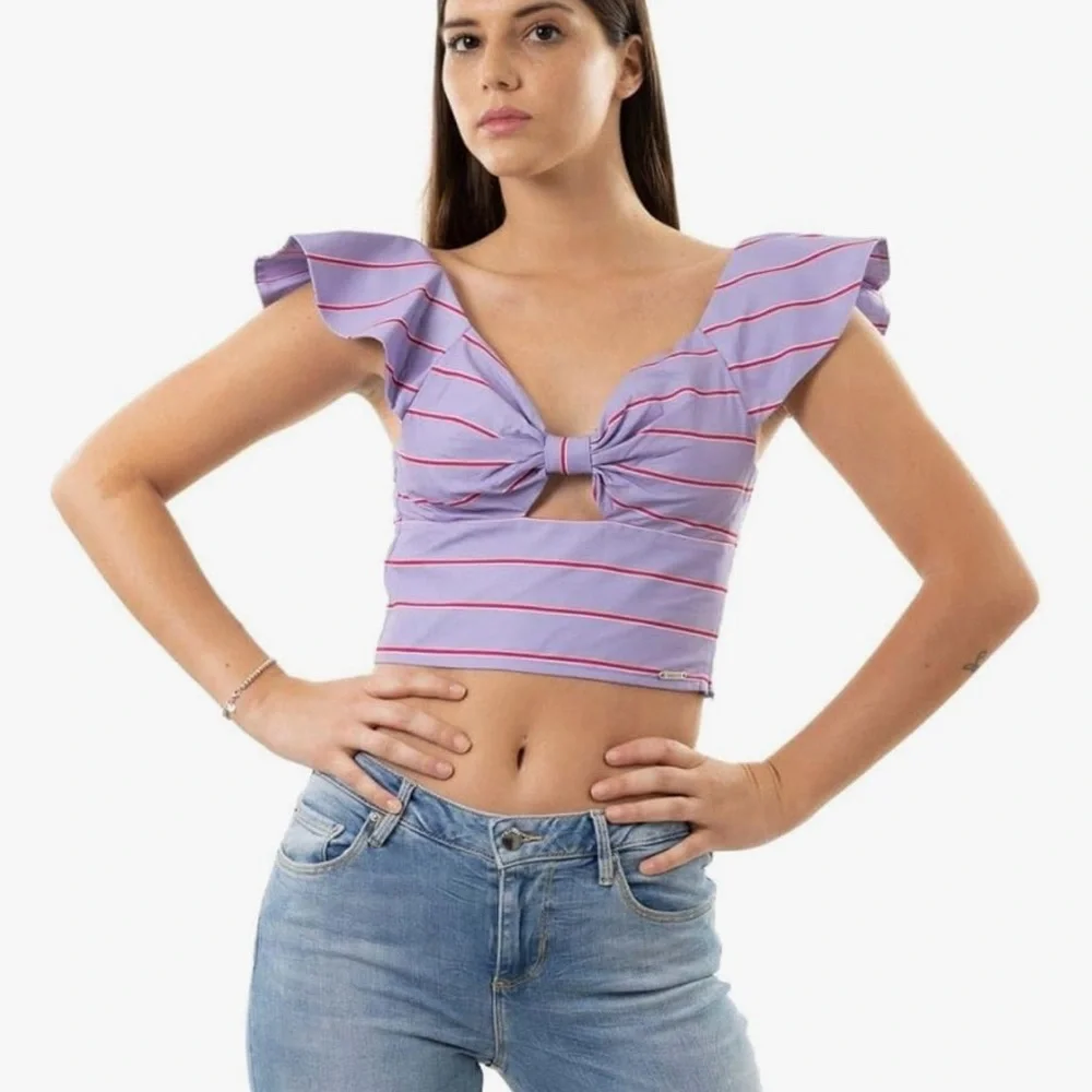 GUESS RUCHED CROPPED TOP - Picture 1 of 15
